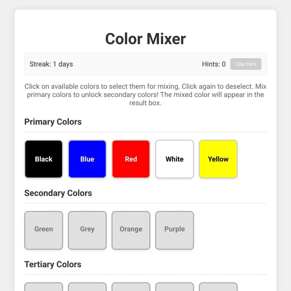 Color Mixer Game But Extended!