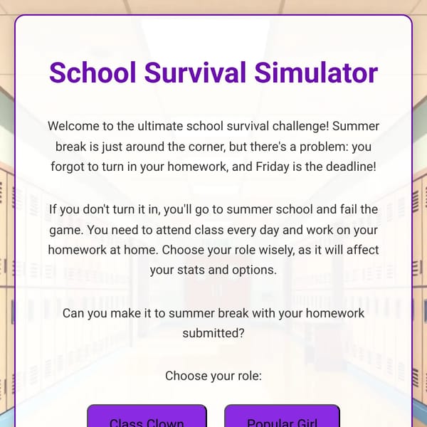 School Survival Simulator