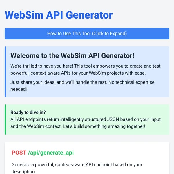 WebSim API Generator
