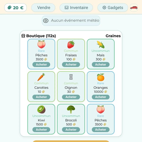 Jeu Plantes & Fruits