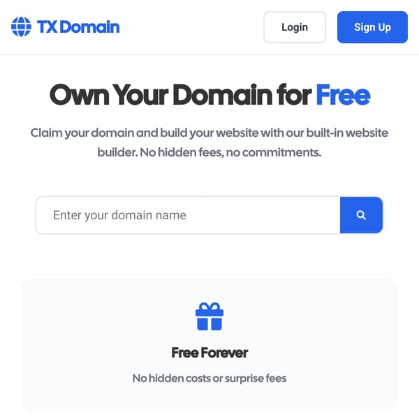 TX Domain - Free Domain Hosting & Website Builder