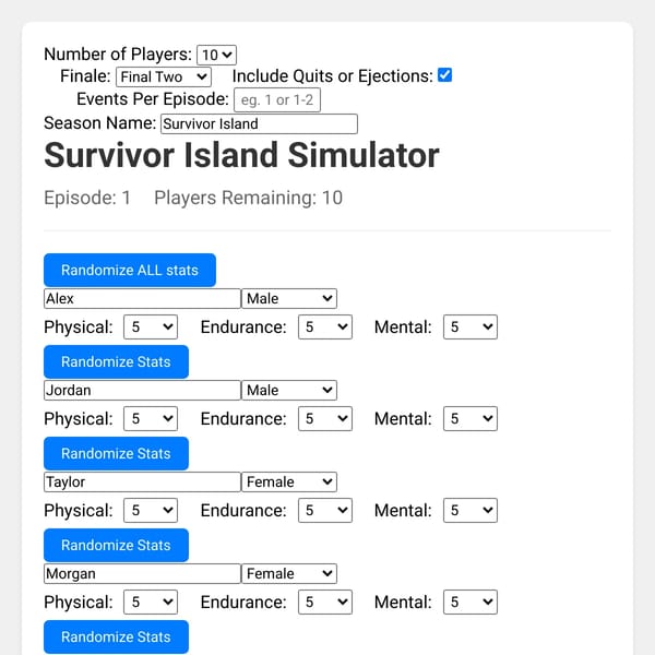 Reality Show Simulator