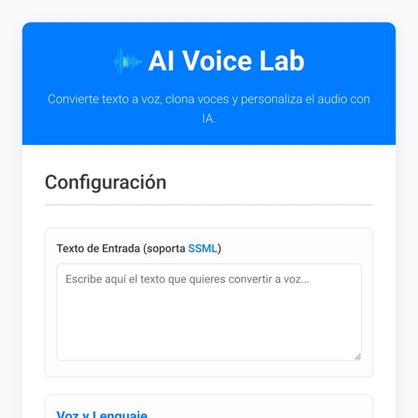 AI Voice Lab: TTS y Clonación de Voz