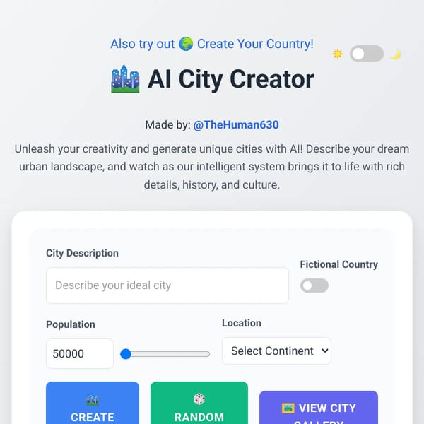 🏙️ City Creator