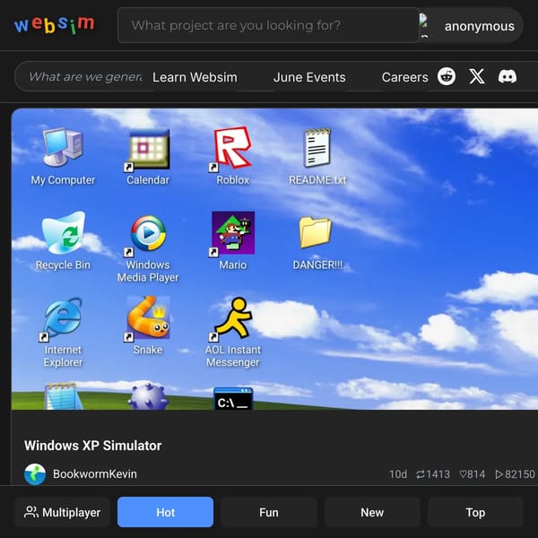 Redesigned Websim Homepage