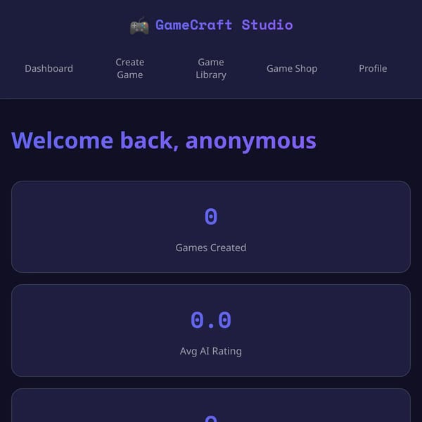 GameCraft Studio - AI-Powered Game Development Platform