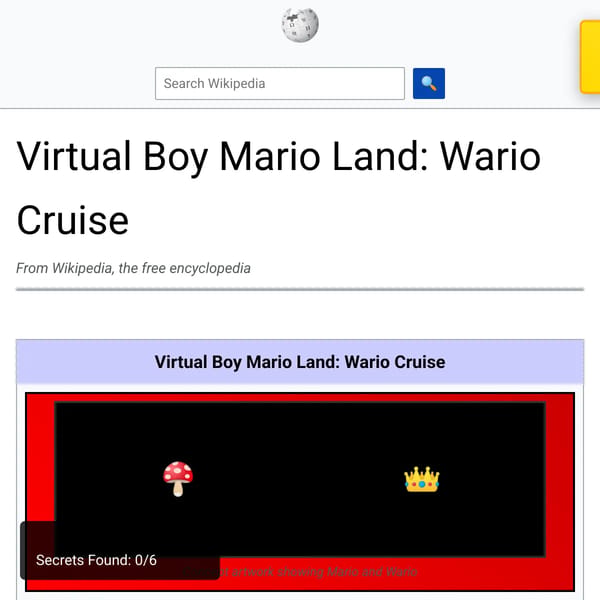 Virtual Boy Mario Land: Wario Cruise - Wikipedia