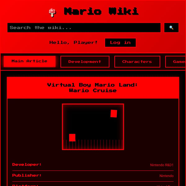 Virtual Boy Mario Land: Wario Cruise - Mario Wiki