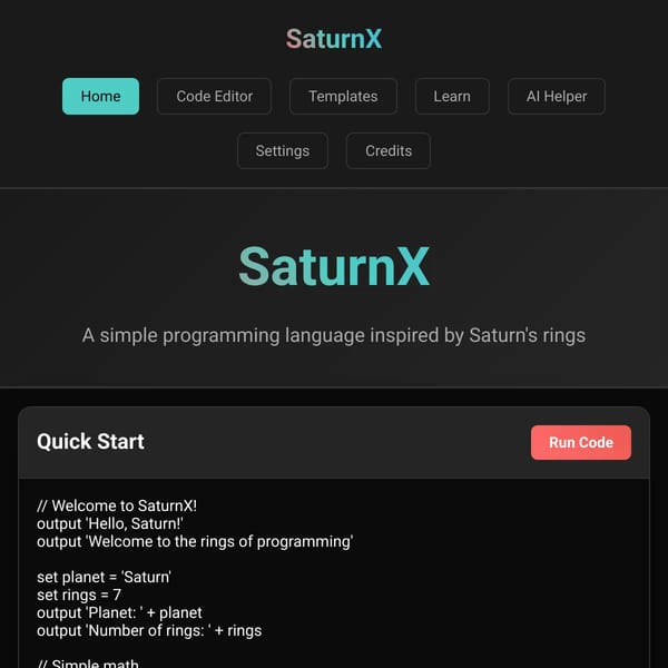 SaturnX Programming Language