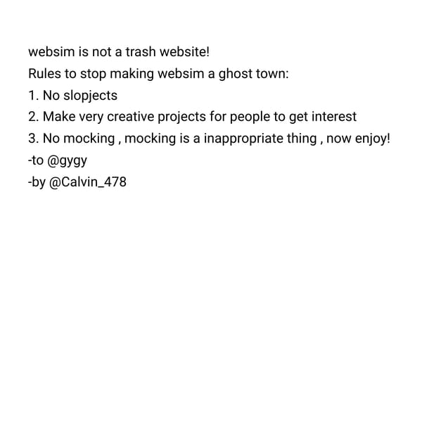 A Message for Websim