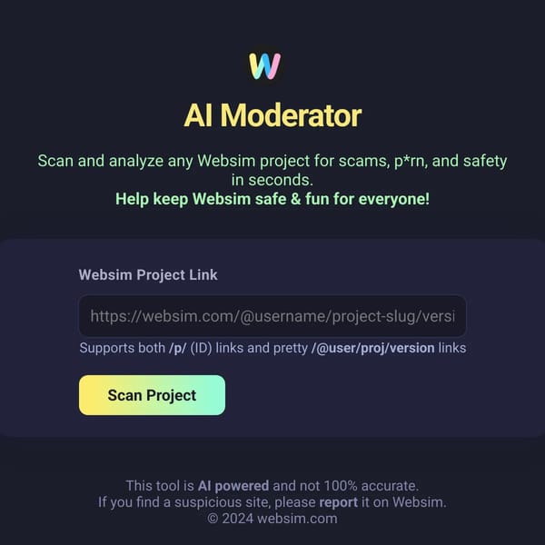 Websim Project Moderator