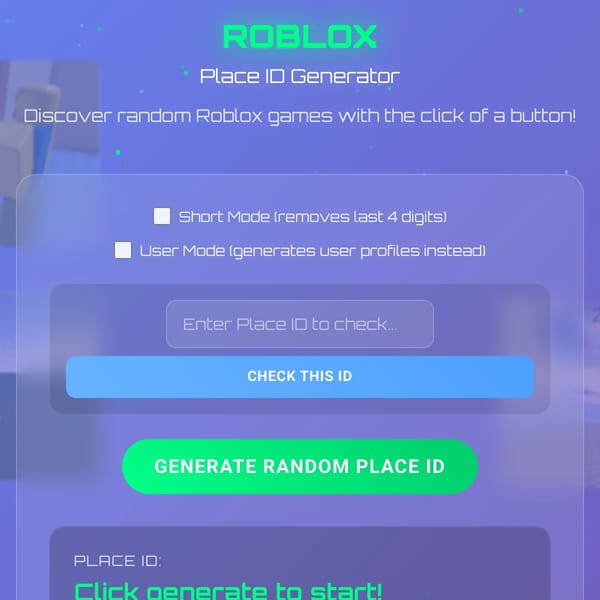 Random Roblox Place ID Generator