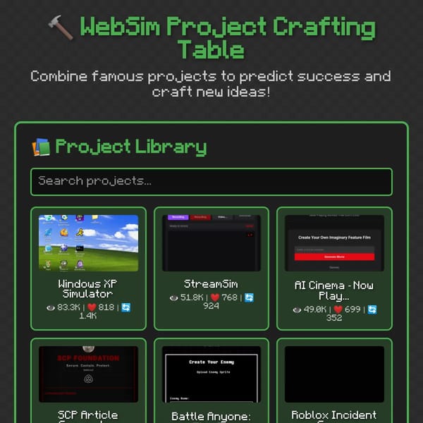 WebSim Project Crafting Table