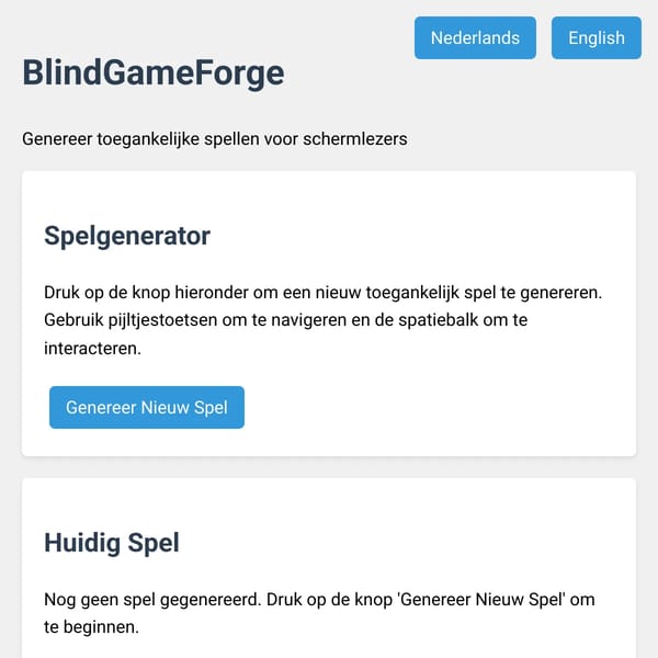 BlindGameForge - Toegankelijke Spelgenerator