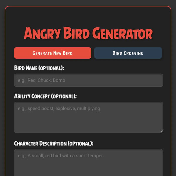 Angry Birds new bird Generator + bird crossbreeder
