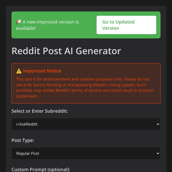 reddit post ai generator (REVIVED!!!!!!!!!!!!!!!!!!!!!)