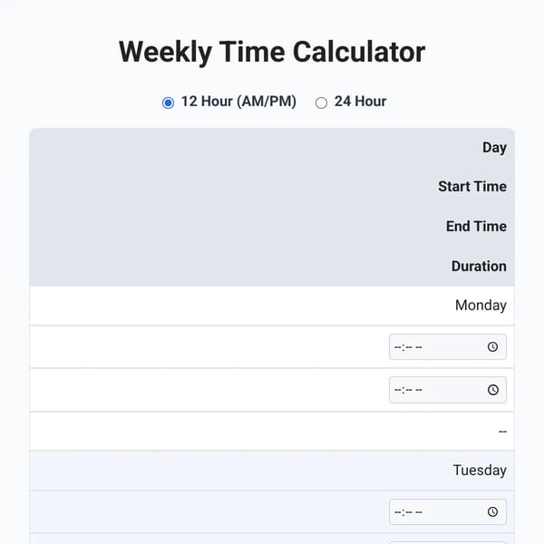 Weekly Time Calculator