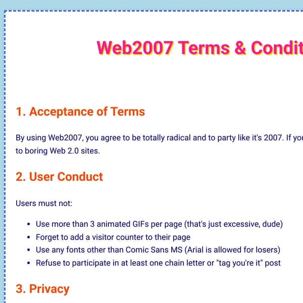 Web2007 - Terms & Conditions