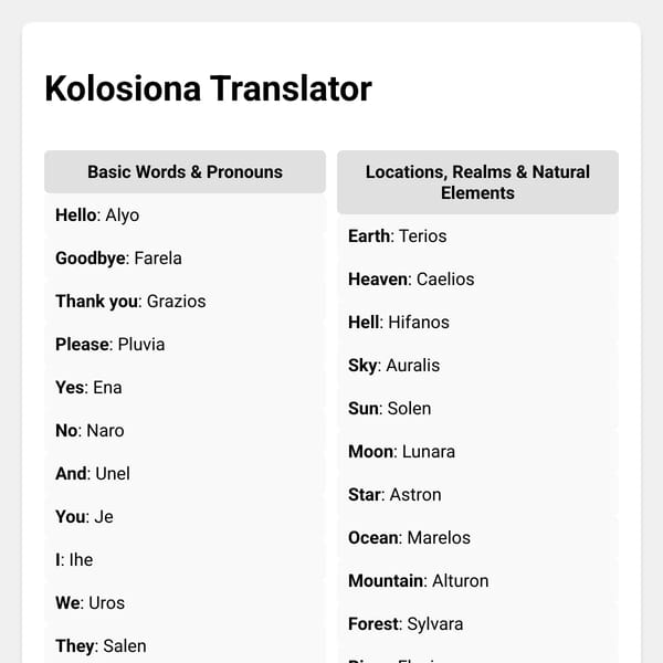 Kolosiona Translator