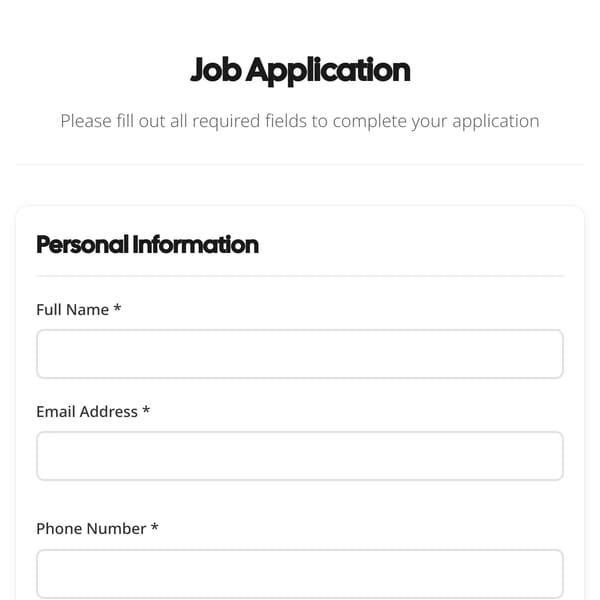 Job Application Form