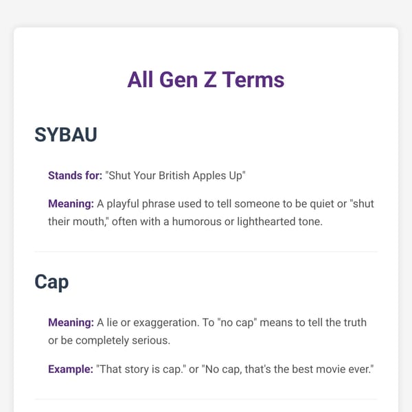 All Gen Z Terms