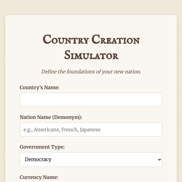 Country Creation Simulator