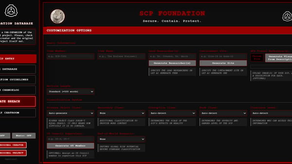 SCP Foundation Article Generator Remix