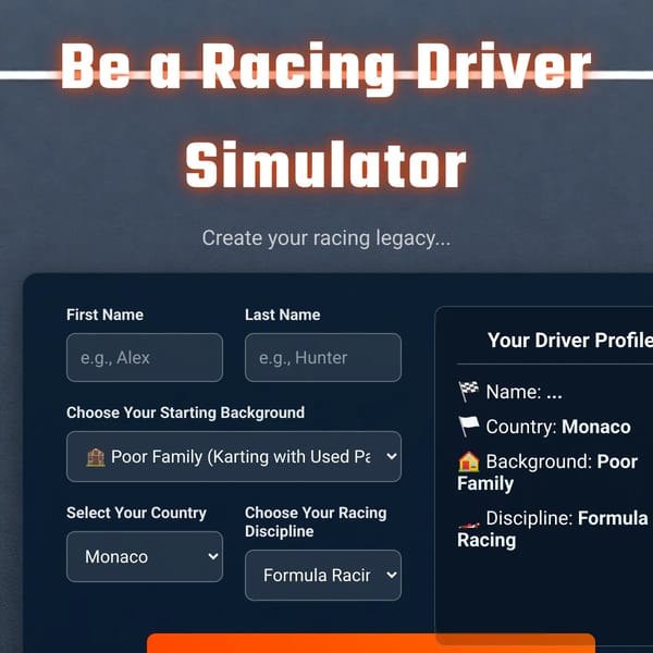 Be a Racing Driver Simulator