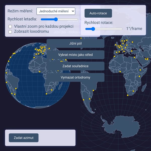 Globus a azimutální projekce