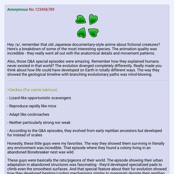 4chan - Fictional Creatures Documentary Series Post