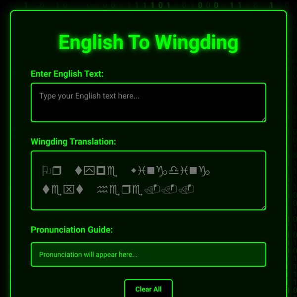 English to Wingding