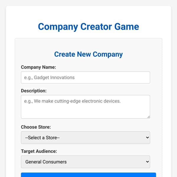 Company Creator Game