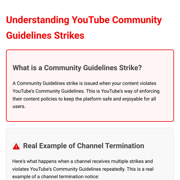 YouTube Community Guidelines Strike Explainer