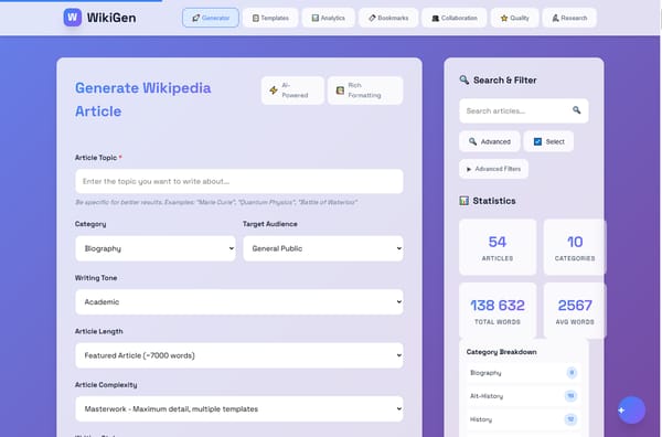 WikiGen - AI-Powered Wikipedia Article Generator