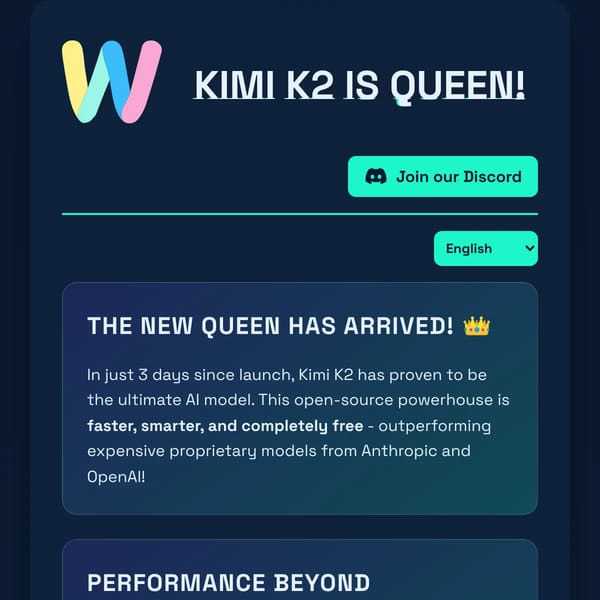 Kimi K2 is QUEEN! 🏆