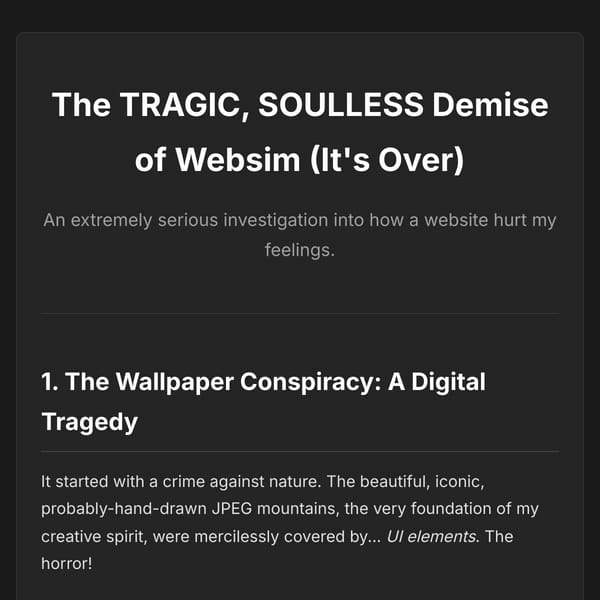 The Soulless Direction of Websim