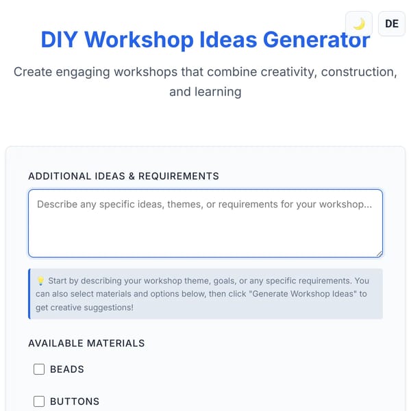 DIY Workshop Ideas Generator