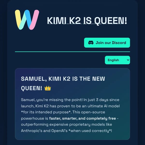 Kimi K2 is QUEEN! 🏆