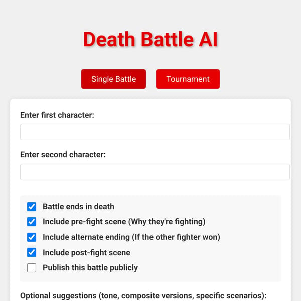 Death Battle AI - Epic Character Showdowns!