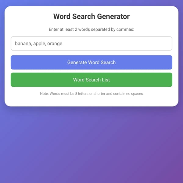 Infinite Word Searches