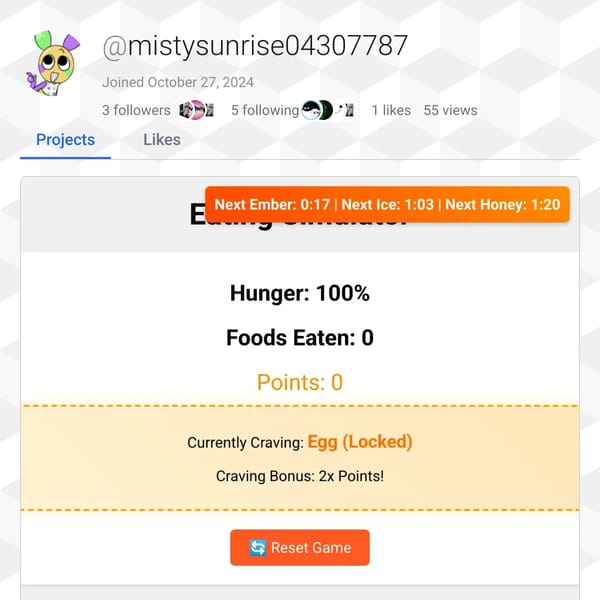 User Profile Page on WebSim