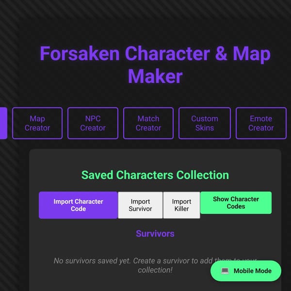 Forsaken Character & Map Maker but you can add skins to matches (and convos)