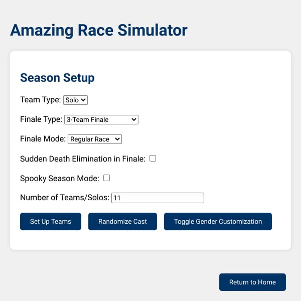 Amazing Race Simulator