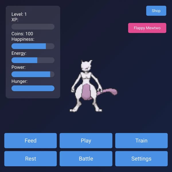 Virtual Mewtwo Pet