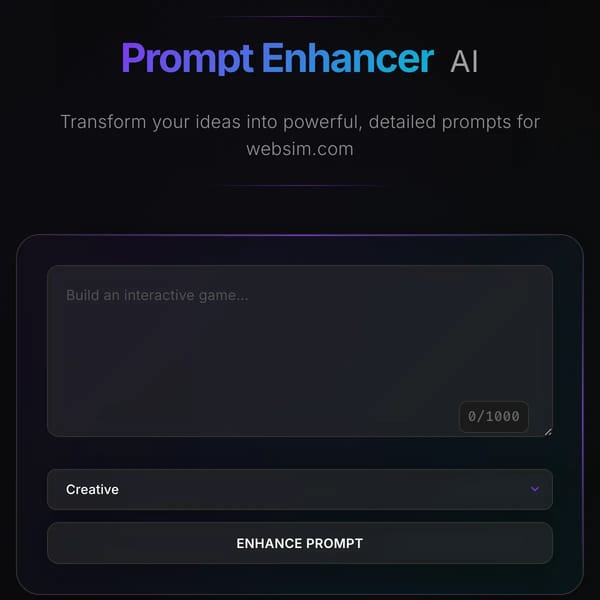 Prompt Enhancer AI for Websim