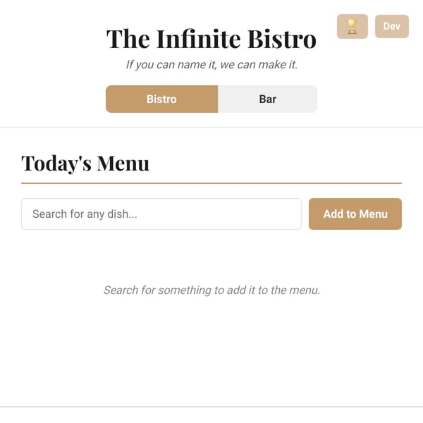 The Infinite Bistro