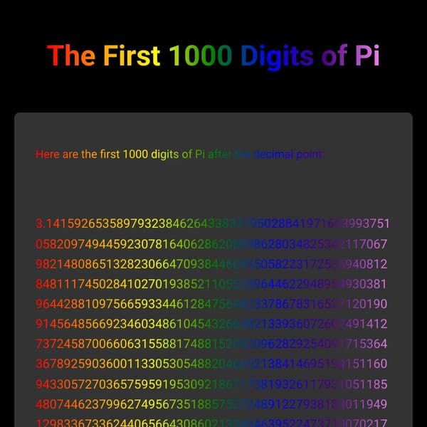 The First 1000 Digits of Pi