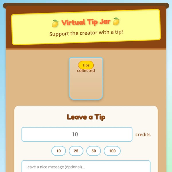Virtual Tip Jar - Lemonade Stand