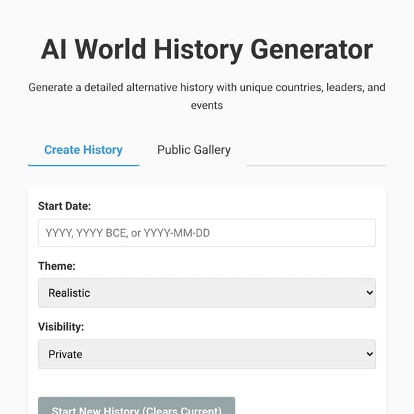 AI World History Generator