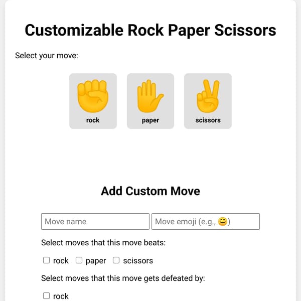 Customizable Rock Paper Scissors